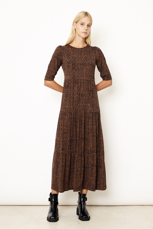 Fit — Vestido Jersey Est Mini Folhas Camadas