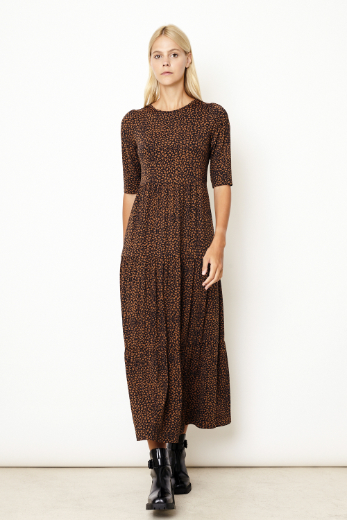 Fit — Vestido Jersey Est Mini Folhas Camadas