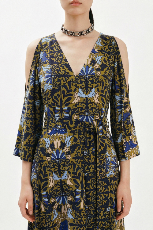 Fit — Vestido Jersey Est Ornamental Ombros Amostra
