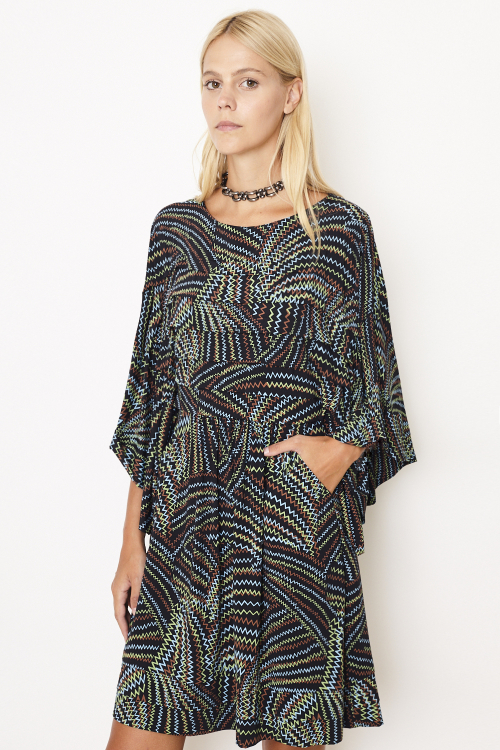 Fit — Vestido Jersey Est Zigue Curto Com Mangas