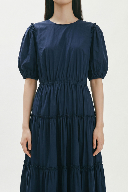 Fit — Vestido Tricoline Manga Bufante