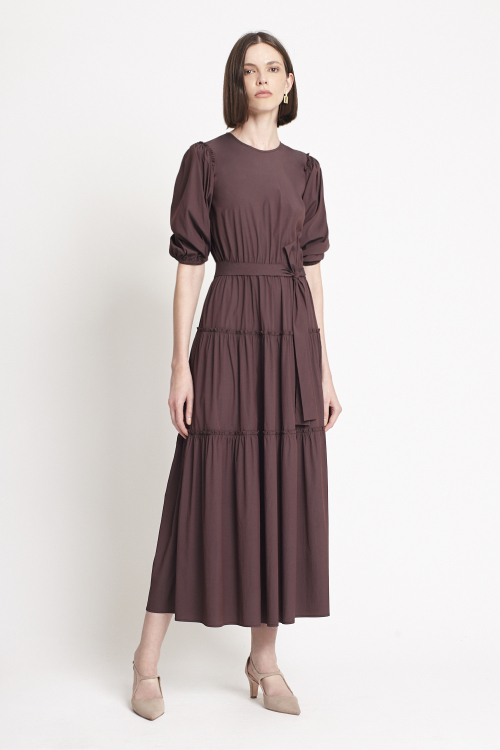 Fit — Vestido Tricoline Manga Bufante