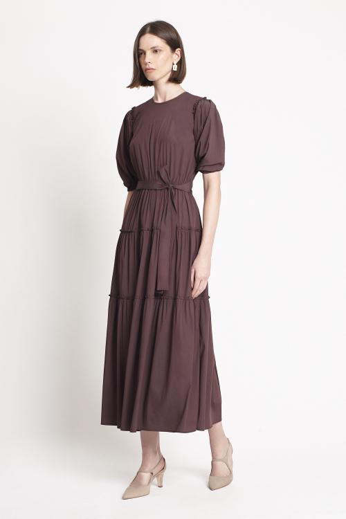 Fit — Vestido Tricoline Manga Bufante