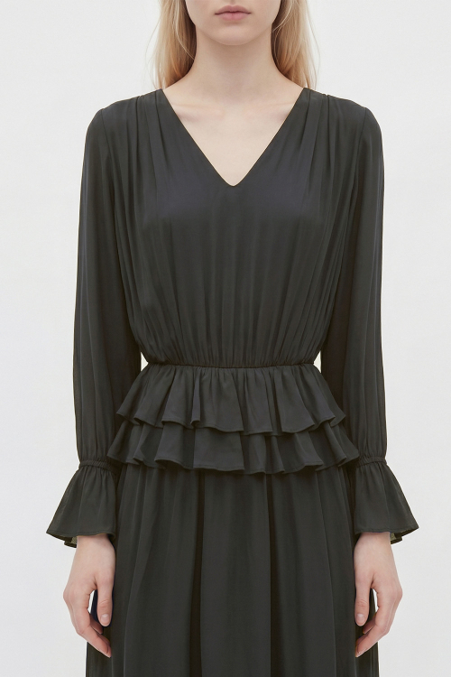 vestido viscose leve babados