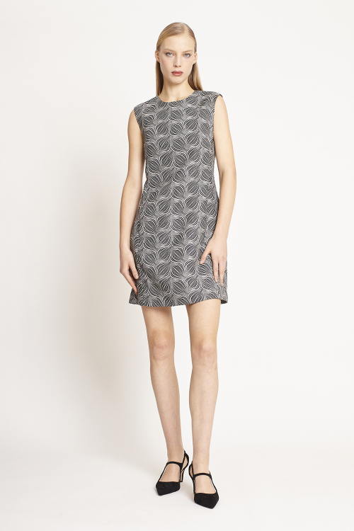 Fit — Vestido Jacquard Panton Curto