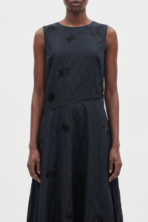 vestido viscose metal bordado rococó