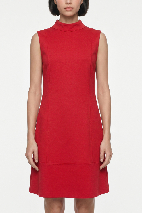 Fit — Vestido Malha Dupla Leve Tubinho Gola Alta