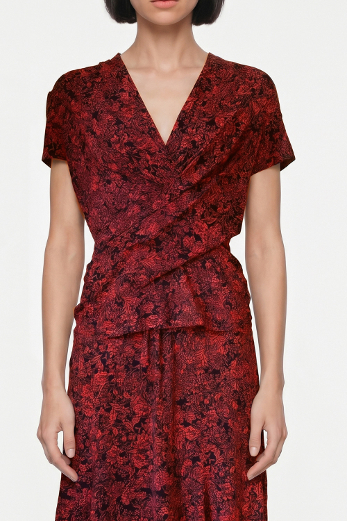 blusa jersey est rococó recortes pregueados