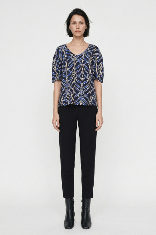 blusa jersey estampa arcos manga ampla