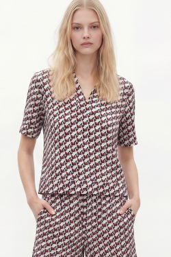 Blusa Jersey Gravataria Quadradinha Com Gola
