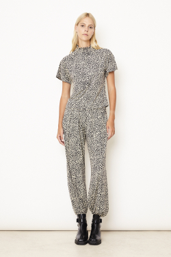 blusa jersey est mini folhas gola lastex