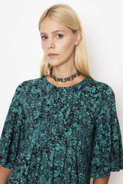 blusa jersey estampa rococó com pregas